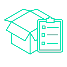 Icon of a box and an invoice representing the order fulfillment process.